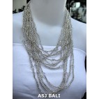 multiple strand necklaces solid color silver with stone